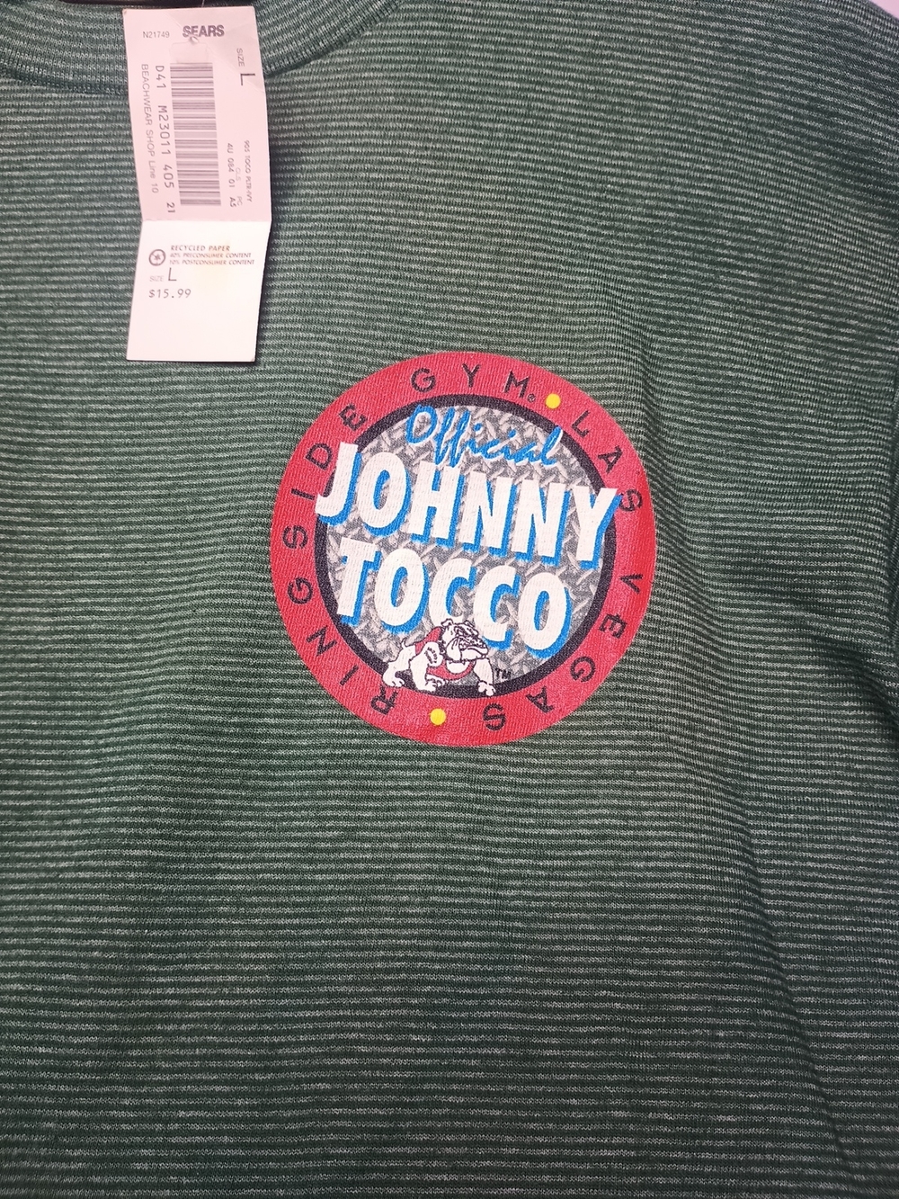 Vintage Single Stitch Johnny Tocco Graphic Short Sleeve Tee - Green - Sears